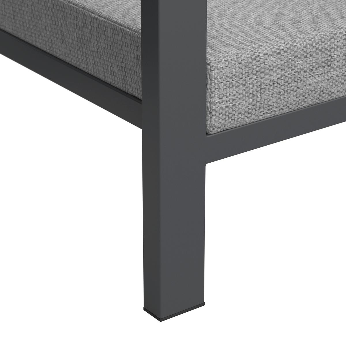 Terasová záhradní souprava MELINA - světle šedá/tmavě šedá, Moderní, kov/dřevo (272/79/84cm) - Bessagi Garden