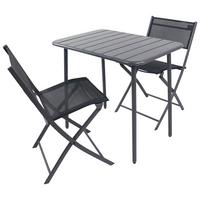 Gartenmöbel Set Sumila 3-Tlg aus Metall/Kunststoff/Textil - Schwarz, MODERN, Kunststoff/Textil - Ambia Garden