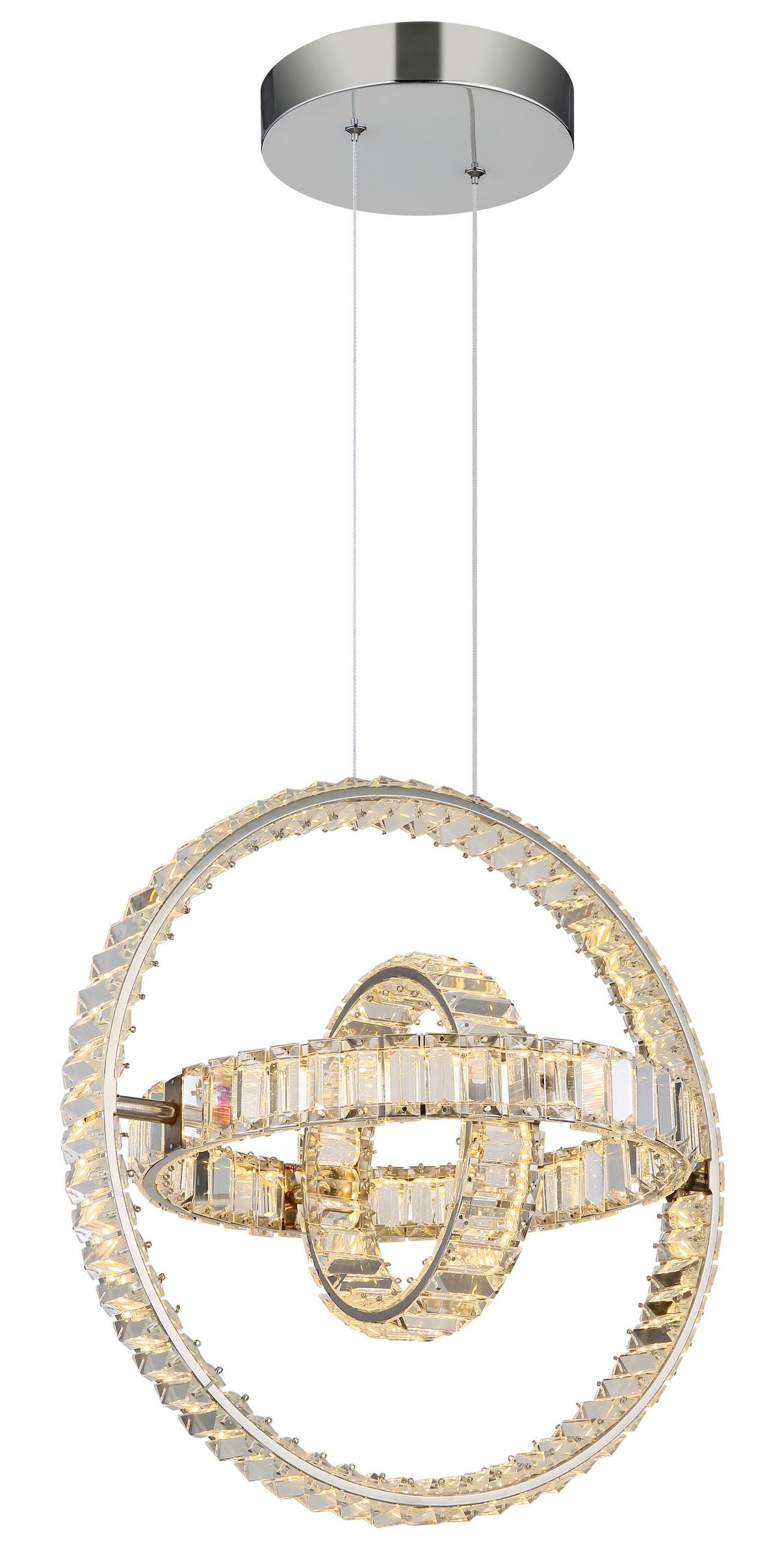 Hängeleuchte Neil Kristallglas - Klar/Chromfarben, Design, Glas/Metall (50/40/120cm) - Globo