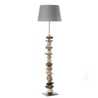 Stehleuchte 4897/Pt - Blaugrau/Schwarz, Natur, Textil/Stein (45/164cm)