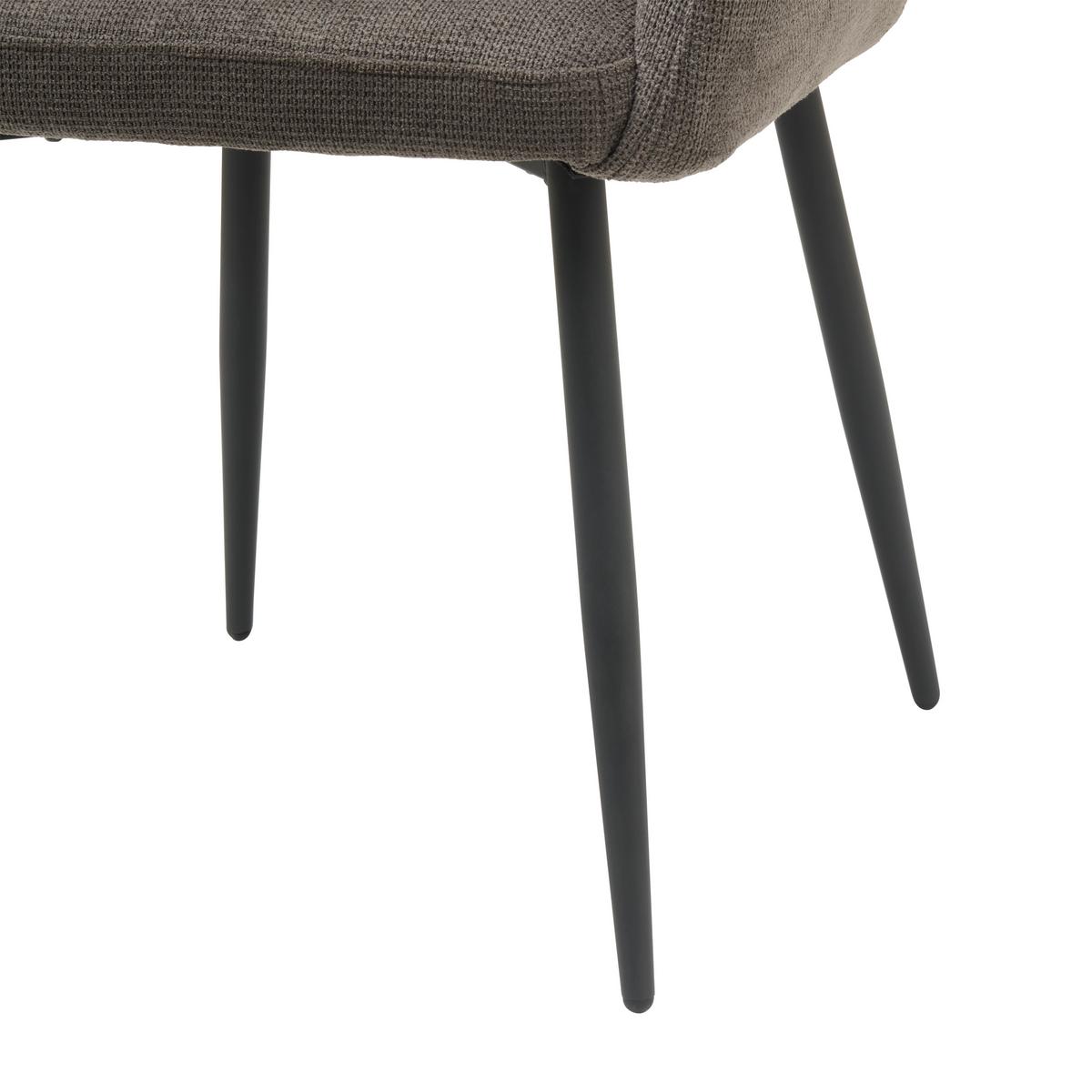 Armlehnstuhl Mira Webstoff Dunkelgrau, B: 58 cm - Dunkelgrau/Schwarz, KONVENTIONELL, Textil/Metall (58/88/63cm) - MID.YOU