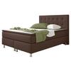 Boxspringbett Mit Topper 140x200 Cm Köln - Silberfarben/Braun, KONVENTIONELL, Textil (140/115/210cm) - MID.YOU
