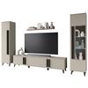 Wohnwand Helsinki 02 Beige/congo B: 260 Cm - Beige/Schwarz, Trend, Glas/Holzwerkstoff (260/159,5/33cm) - P & B