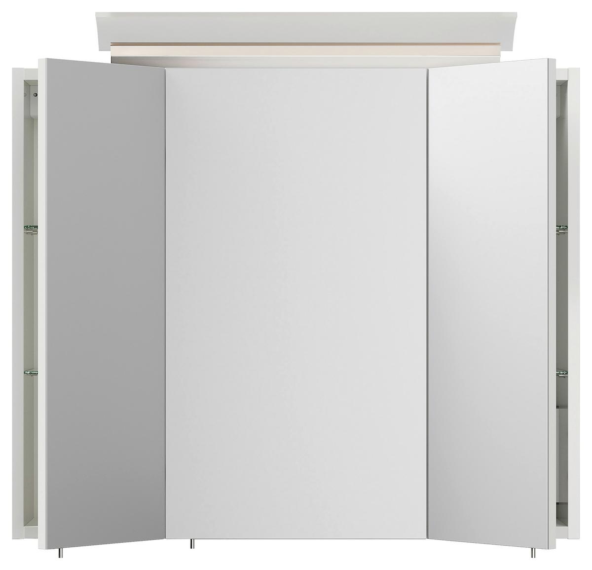 Spiegelschrank Weiß Hochglanz B: 75 cm - Weiß Hochglanz, MODERN, Glas/Holzwerkstoff (75/62/17cm) - MID.YOU