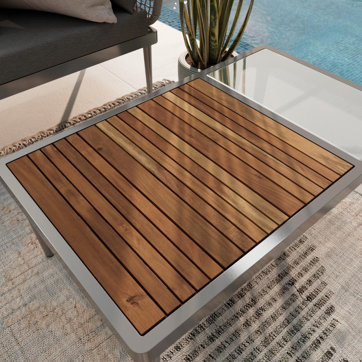TERASOVÁ SEDACÍ SOUPRAVA SUNNY - šedá/barvy teak, Moderní, kov/dřevo (186/73/76cm) - Mömax