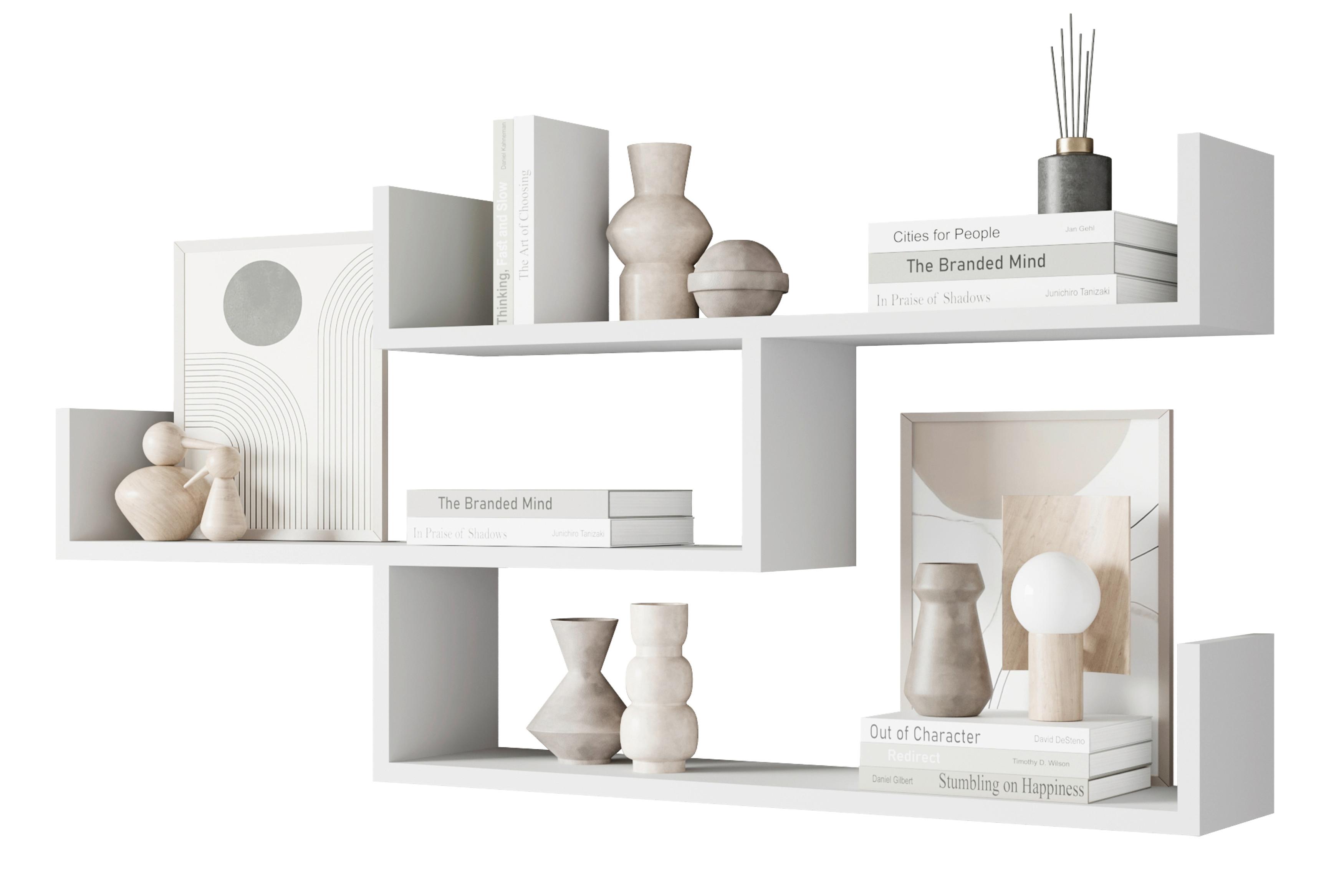 Wandregal Trio Weiß B: 119,1cm - Weiß, Basics, Holzwerkstoff (119,1/55/18cm)