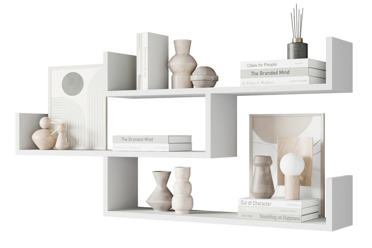 Wandregal Trio Weiß B: 119,1cm - Weiß, Basics, Holzwerkstoff (119,1/55/18cm)