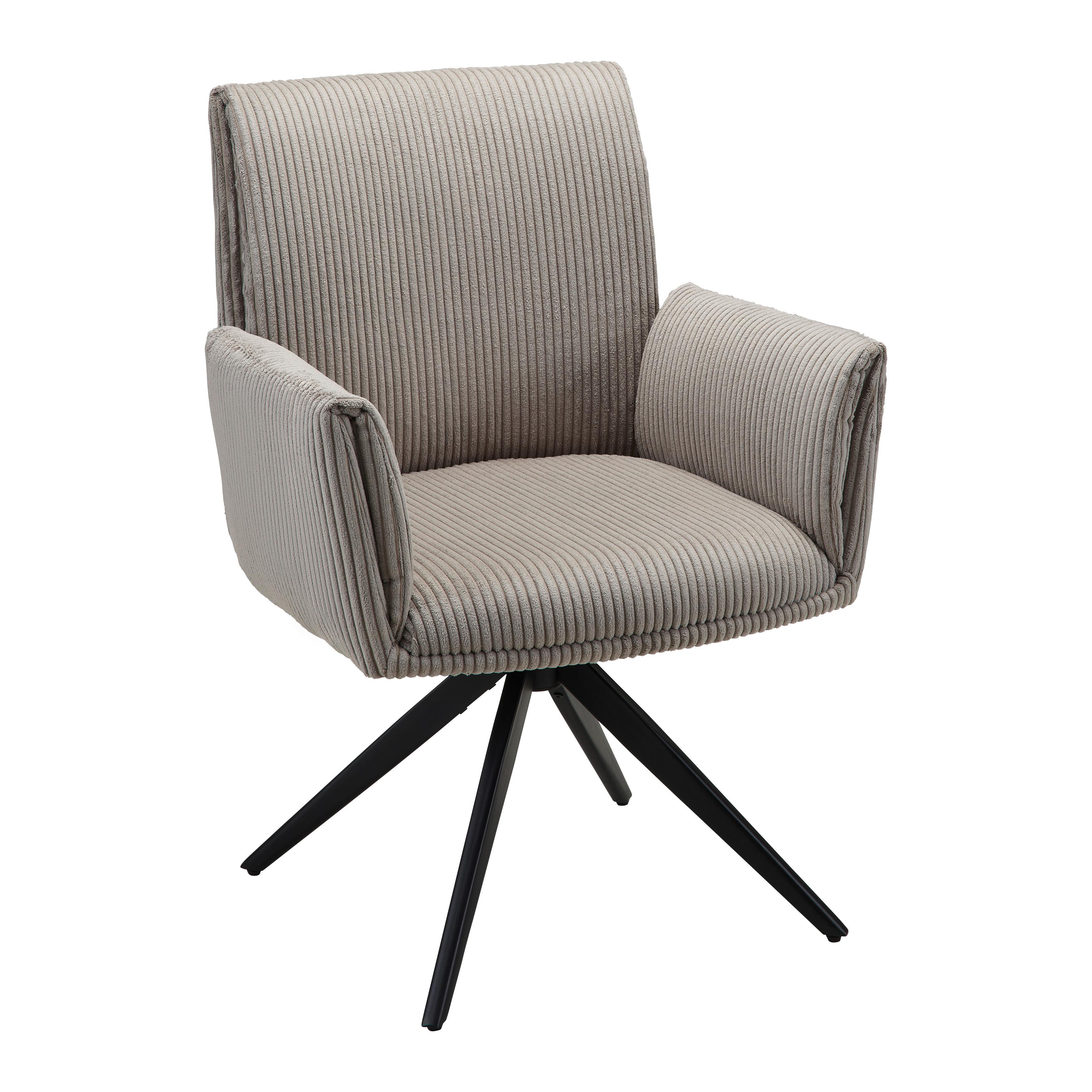 STOLIČKA S PODRÚČKAMI ROSALIA - čierna/svetlosivá, Modern, kov/drevo (65/87,5/61,5cm) - Bessagi Home