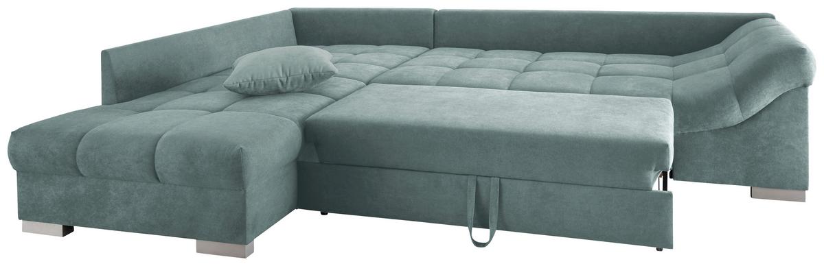 Eckschlafsofa Alvito Mintgrün S: 202/298 Cm - Silberfarben/Mintgrün, Design, Textil (202/298cm) - MID.YOU