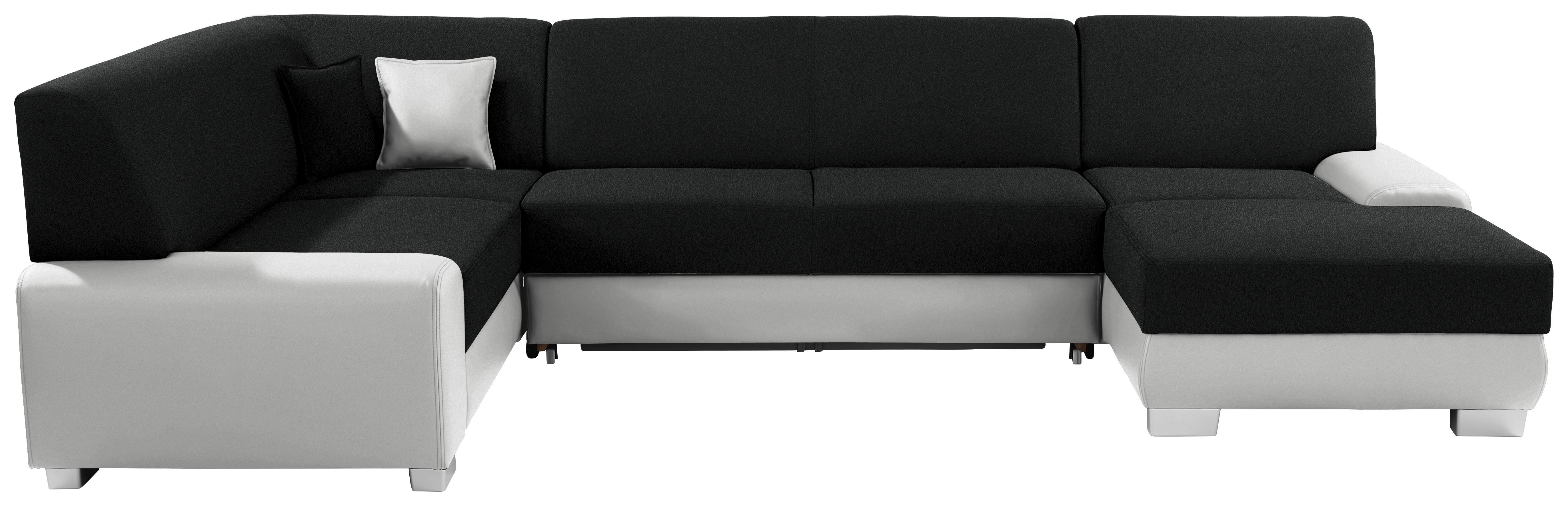 Wohnlandschaft in U-Form Miami 210x320x160 cm - Alufarben/Schwarz, MODERN, Holz/Kunststoff (210/320/160cm)