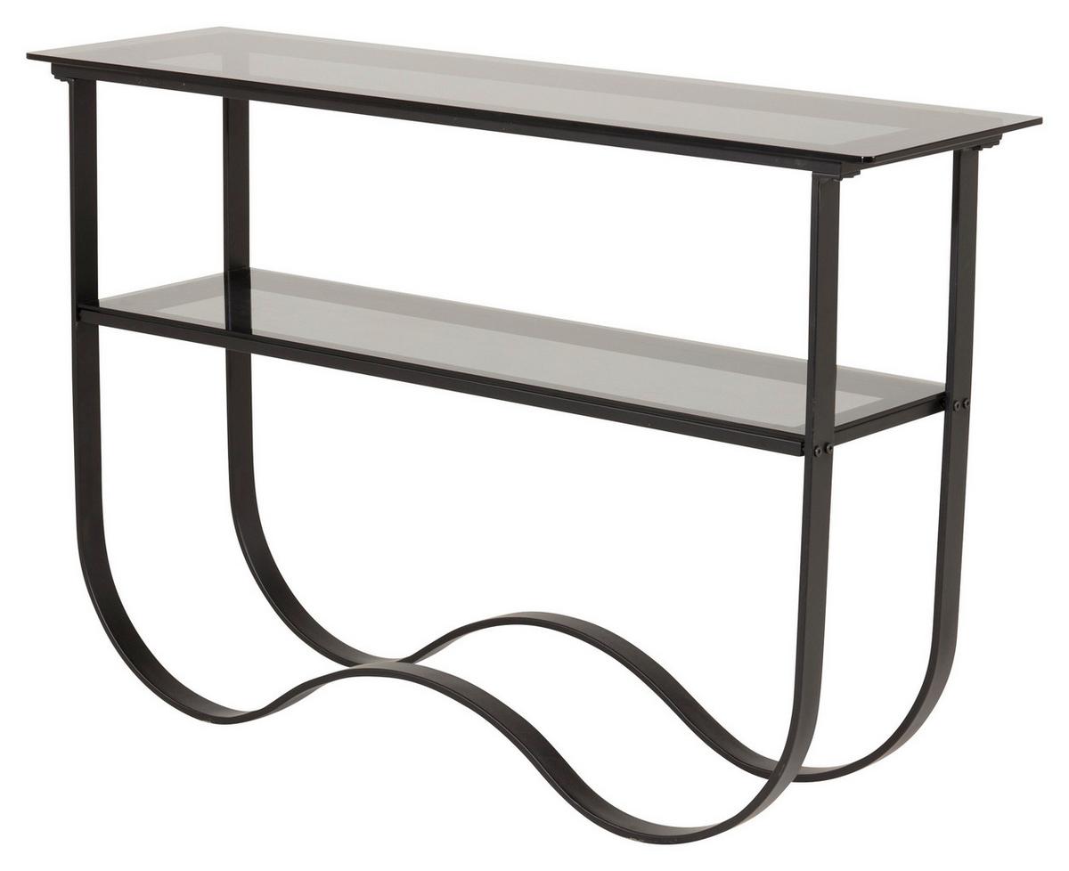 Beistelltisch Wavy - Schwarz, Design, Glas/Metall (117/33,5/76cm) - Livetastic