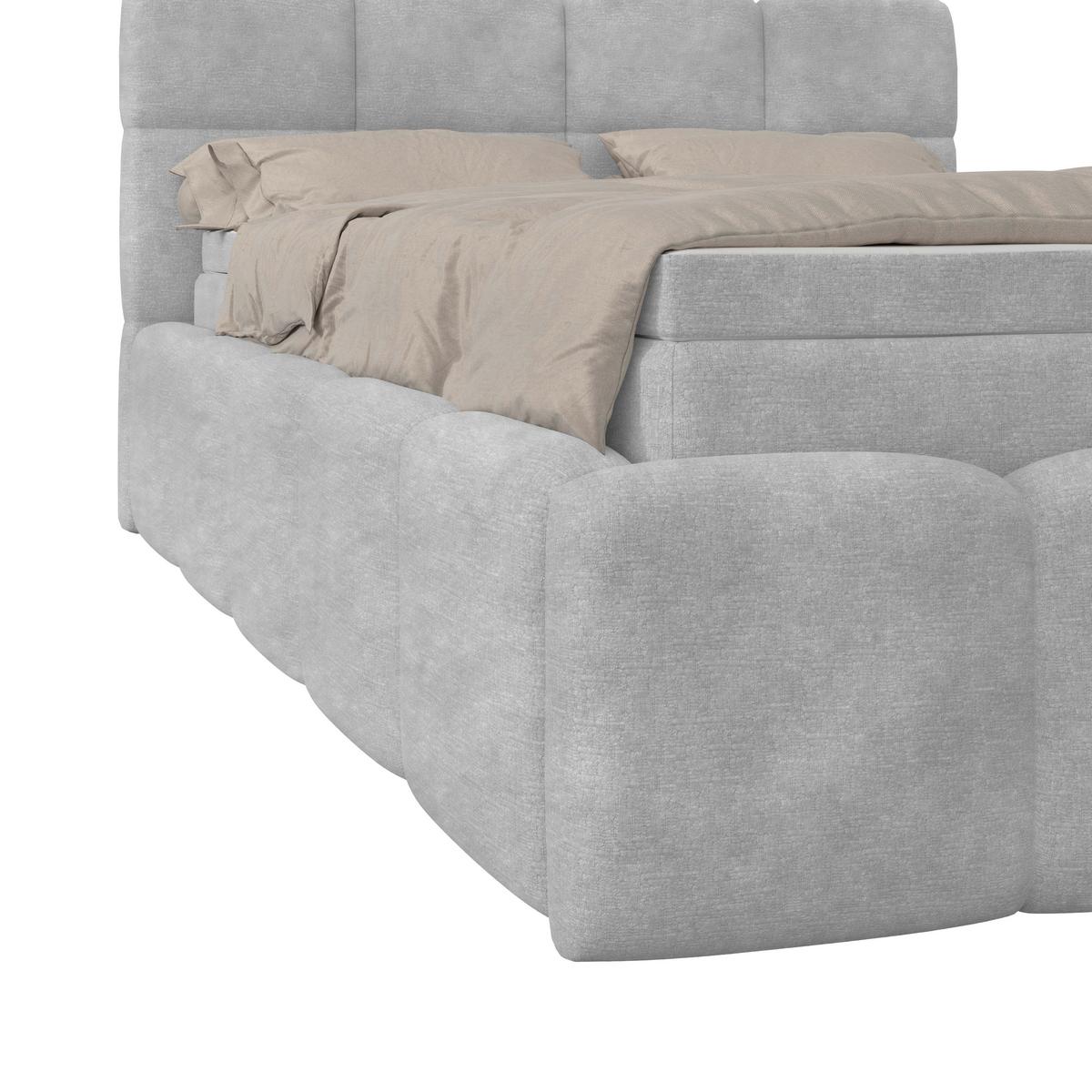 Polsterbett Noe Hellgrau 140x200 cm - Hellgrau/Schwarz, Trend, Textil/Metall (140/200cm)