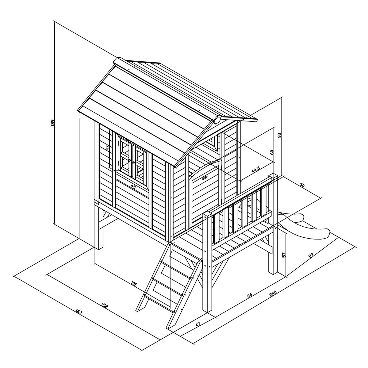 Spielhaus Grau/weiß/grau L: 167 B:240 H:189 - Weiß/Grau, LIFESTYLE, Holz/Kunststoff (167/240/189cm)