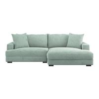 Ecksofa Pelle m. Kissen mintgrün Cord 265x180cm - Schwarz/Mintgrün, MODERN, Textil (265/180cm)
