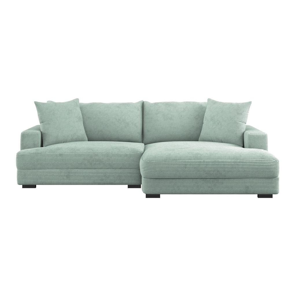 Ecksofa Pelle m. Kissen mintgrün Cord 265x180cm