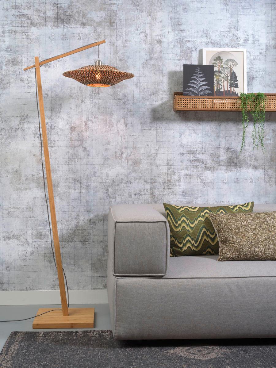 Stehleuchte Bali/f/ad/n/4412/bn - Schwarz/Naturfarben, Trend, Holz (44/176cm) - Good & Mojo