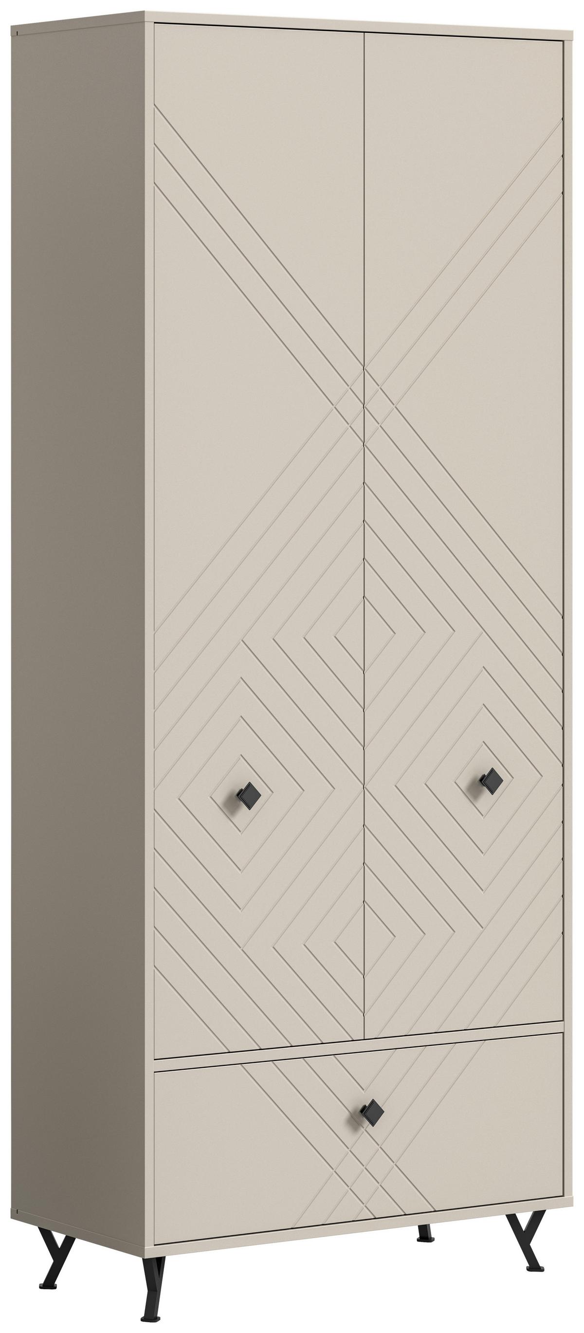 Garderobenschrank Notes Sandbeige B: 80 cm - Design, Holzwerkstoff (80/195/35cm) - MID.YOU