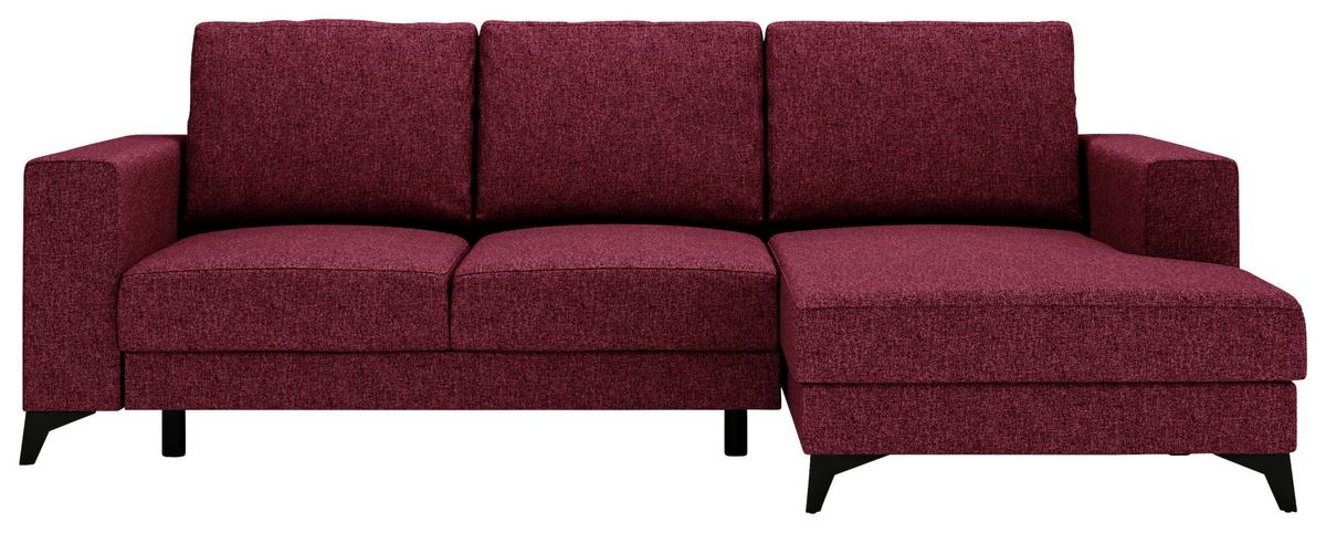 Ecksofa Harvey 244x156 cm mit Schlaffunktion Rot - Rot/Schwarz, Design, Textil (244/156cm) - Livetastic