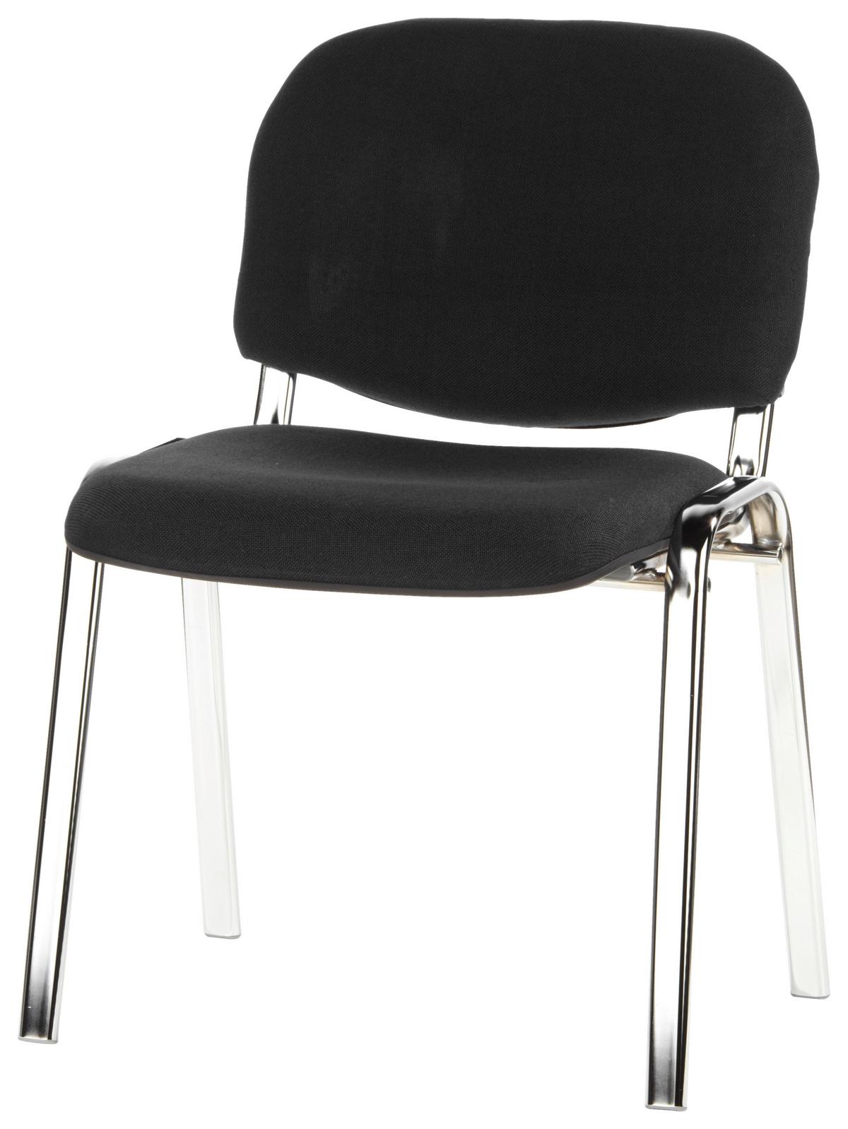 Besucherstuhl Xt 600 Stapelbar Schwarz Bis 100 Kg - Chromfarben/Schwarz, Basics, Textil/Metall (58/84/41cm) - MID.YOU