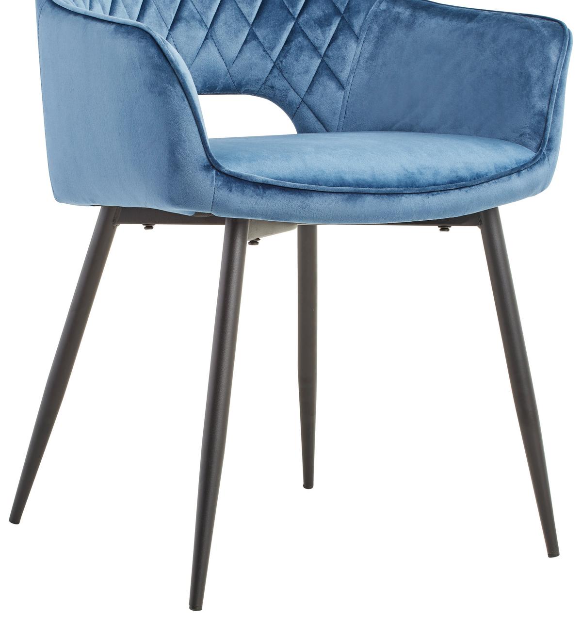 Armlehnstuhl Genua Blau Gepolstert - Blau/Schwarz, KONVENTIONELL, Holz/Textil (56/80,5/56cm) - MID.YOU