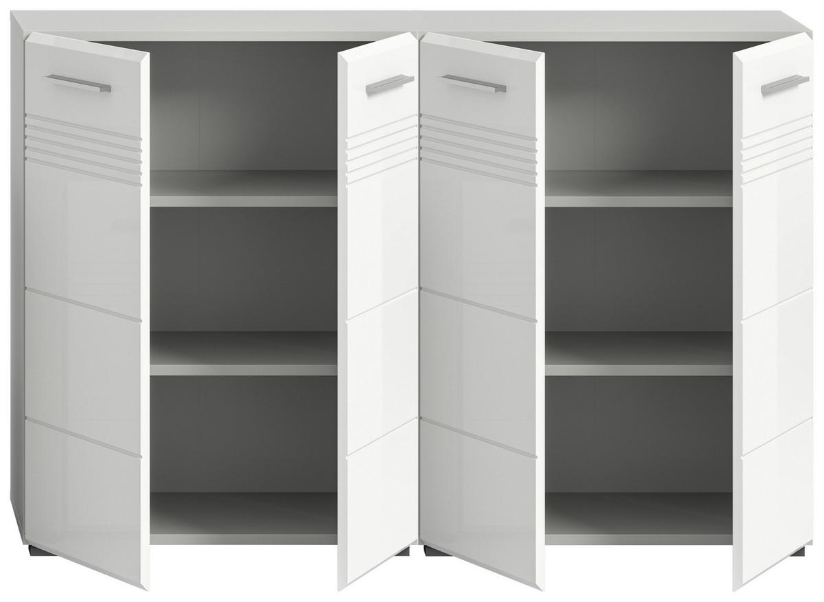 Midischrank Copa Grau Weiß Hg B: 120 Cm - Weiß Hochglanz/Schwarz, MODERN, Holzwerkstoff (120/80/30cm) - MID.YOU