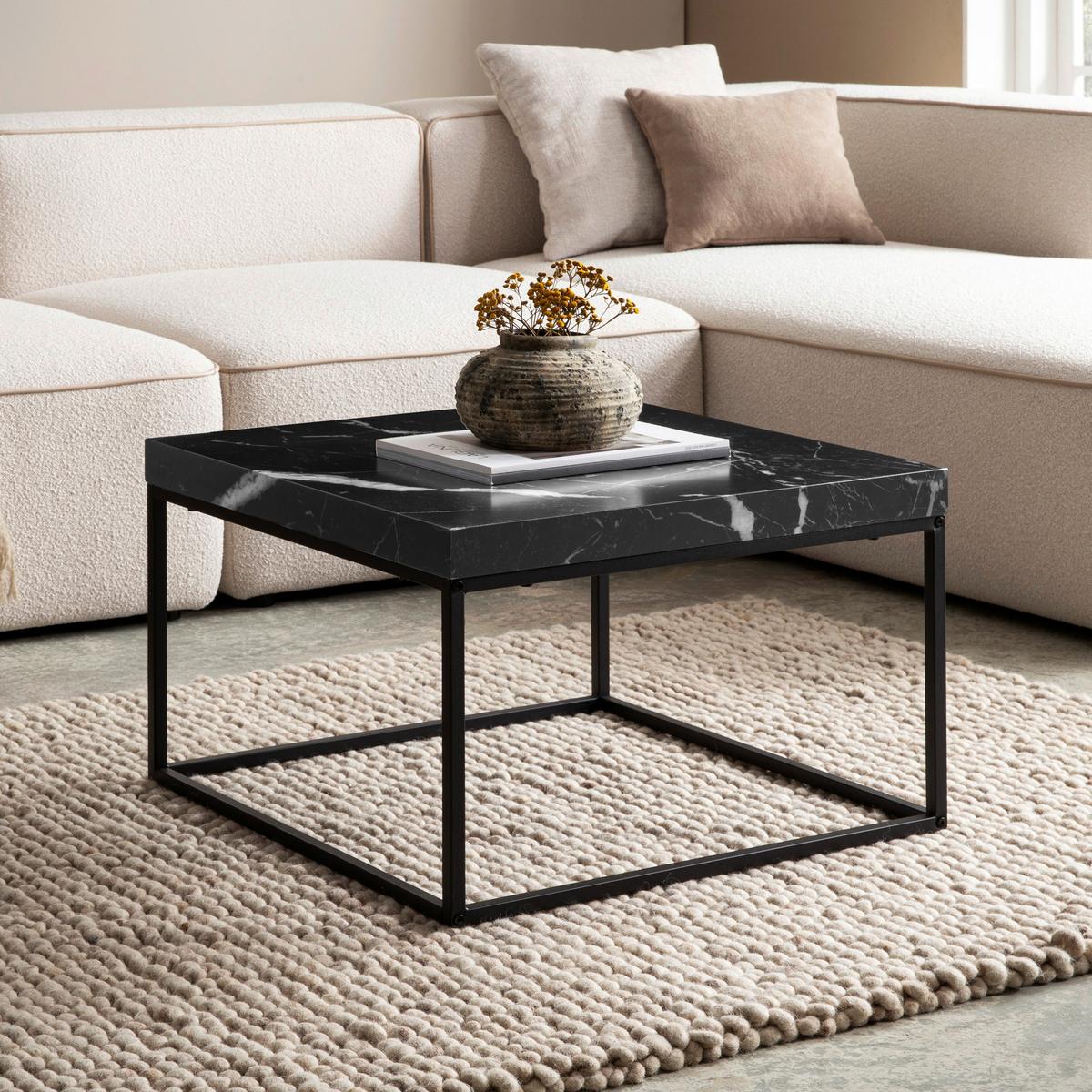 Couchtisch Schwarz L: 60 cm - Schwarz, Design, Holzwerkstoff/Metall (60/60/38cm) - Livetastic
