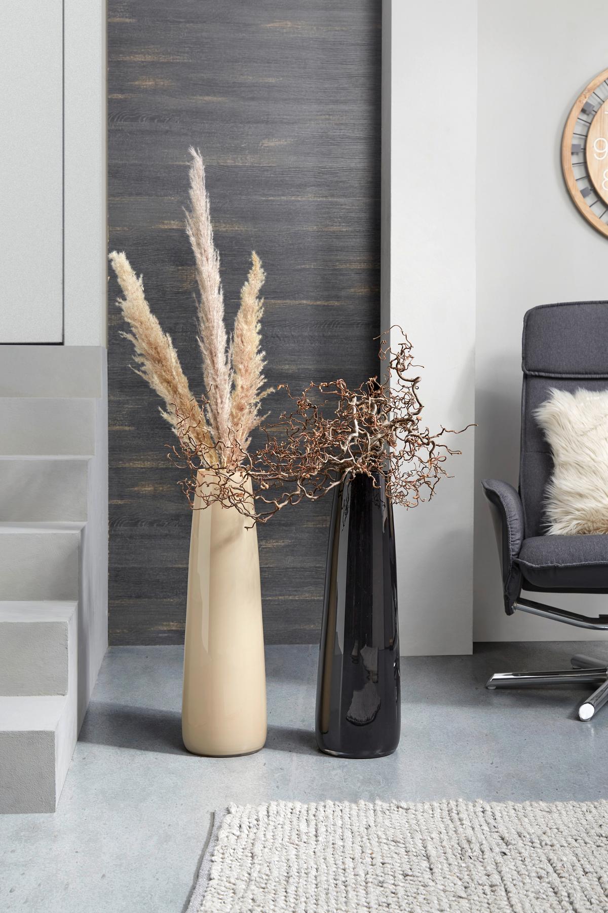 Vase Flora Zylindrisch Aus Glas, Schwarz H: 60 cm - Schwarz, Basics, Glas (21cm) - Ondega