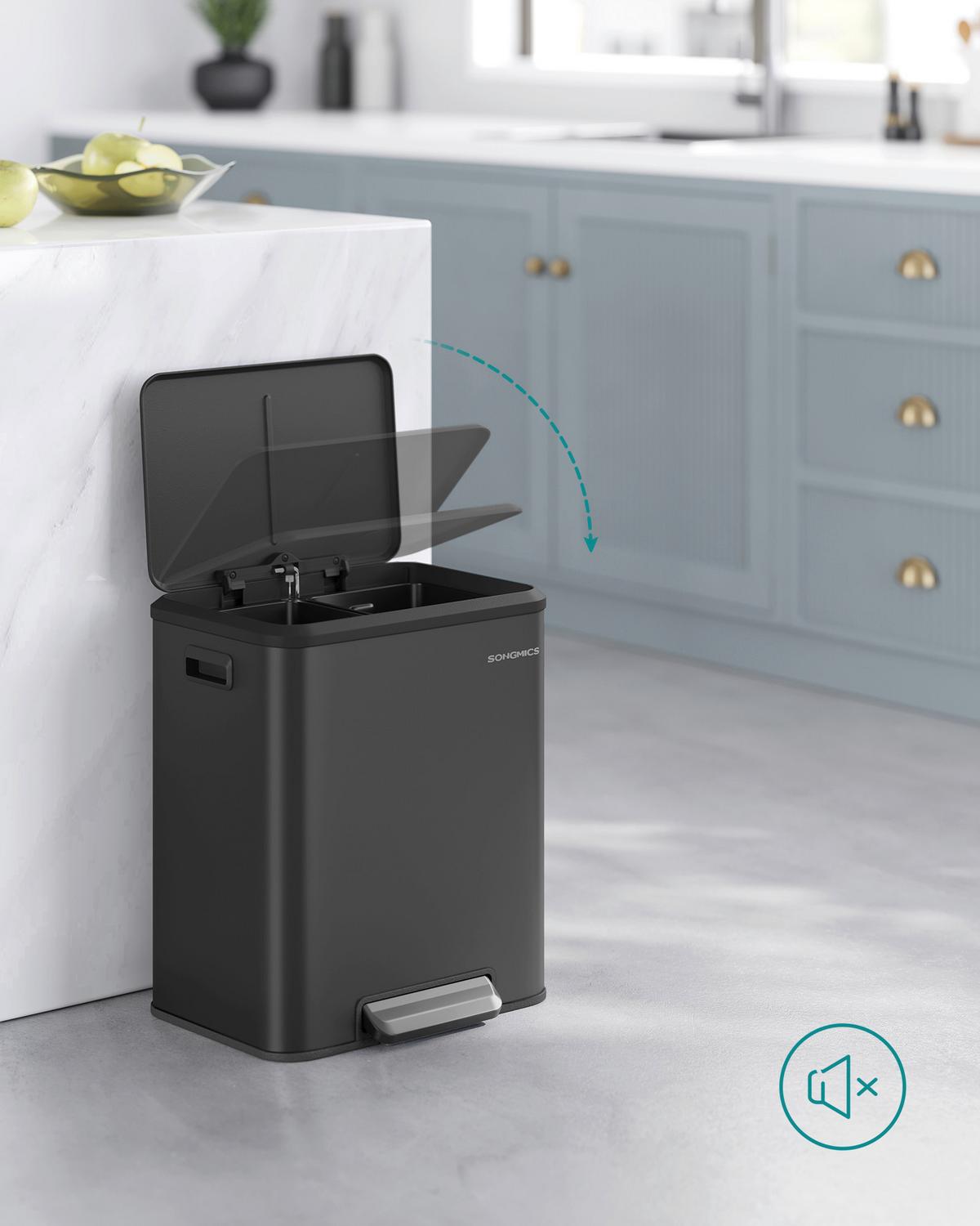 Abfallsammler Grau B: 41,7cm - Schwarz/Grau, Basics, Kunststoff/Metall (41,7/49,4/33,2cm)