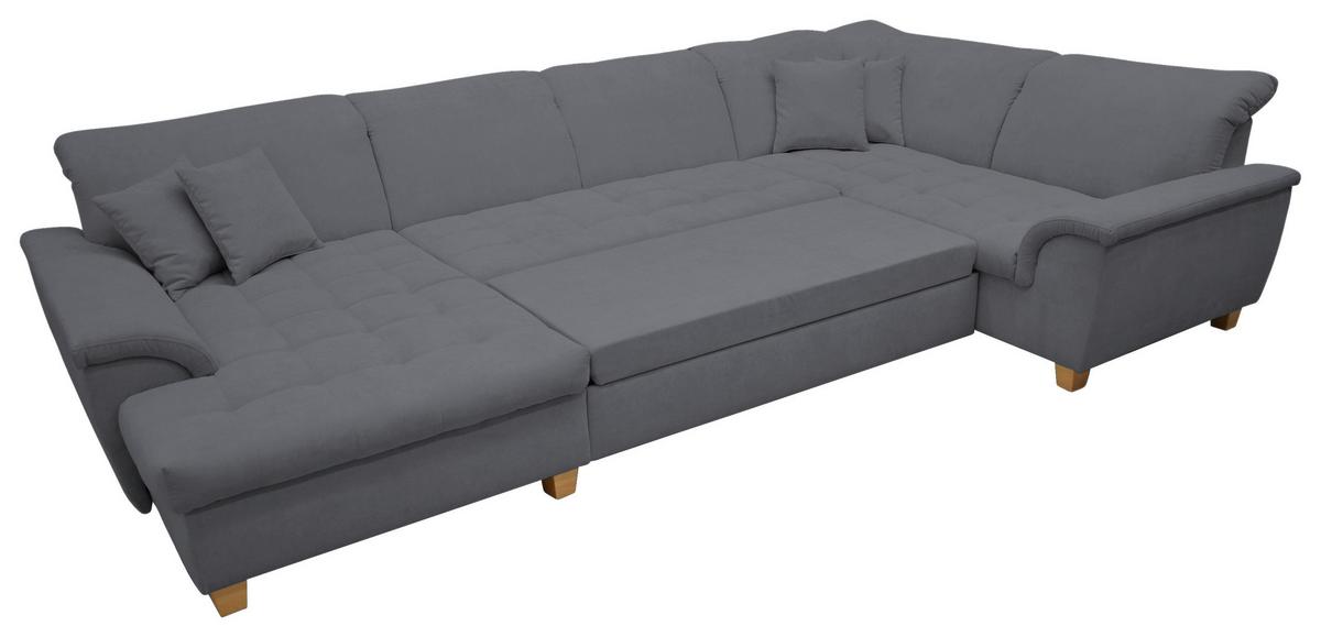 Wohnlandschaft Franzi Mit Schlaffunktion Dunkelgrau - Eichefarben/Dunkelgrau, KONVENTIONELL, Textil (170/352/214cm) - MID.YOU