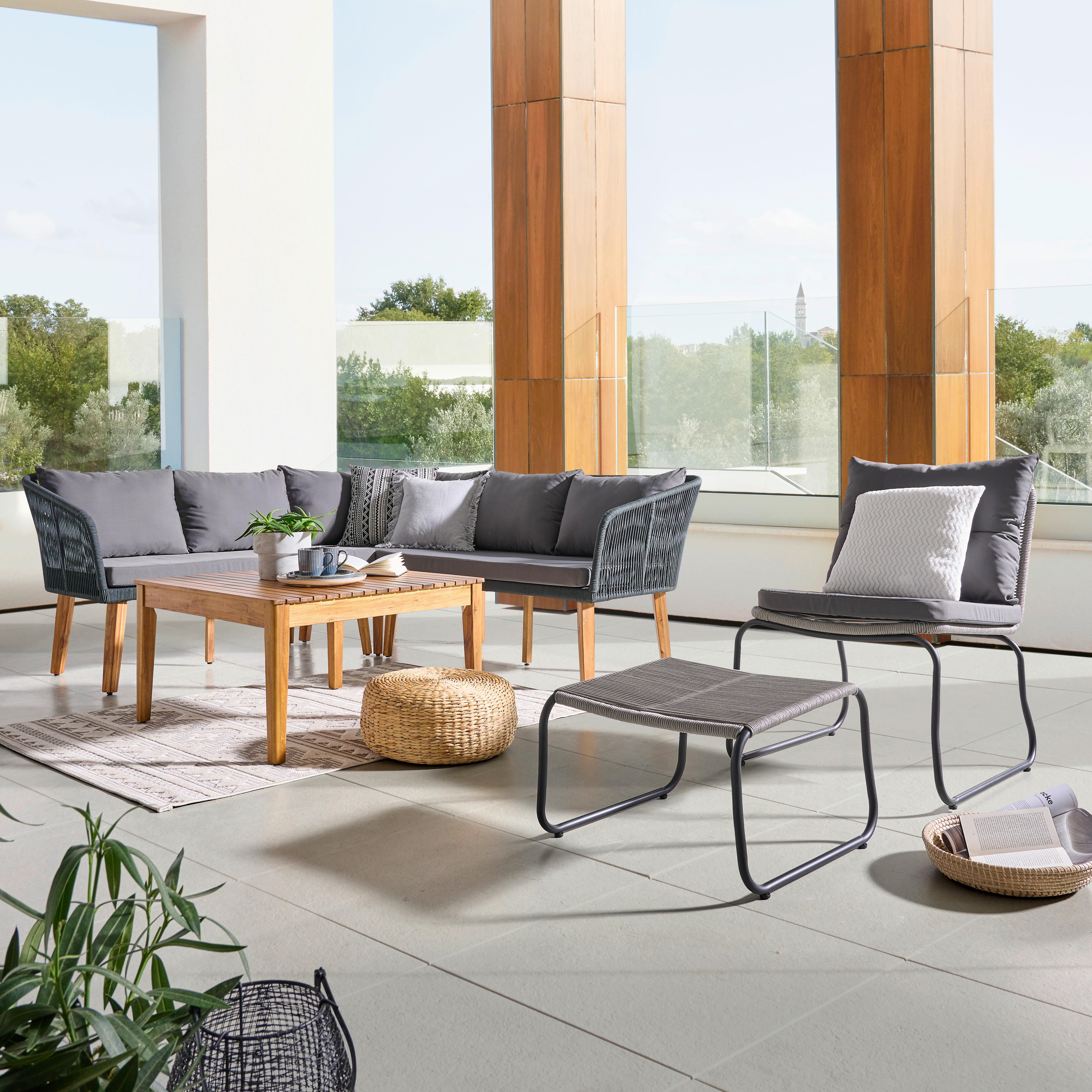 Lounge Garnitúra Trendy - akáciaszínű/antracit, Modern, textil/fa (199/199cm) - Beldano