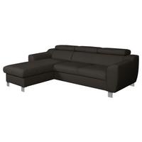 Ecksofa Aspen Dunkelbraun S: 176 cm - Chromfarben/Dunkelbraun, Design, Leder/Textil (176/242cm) - Livetastic