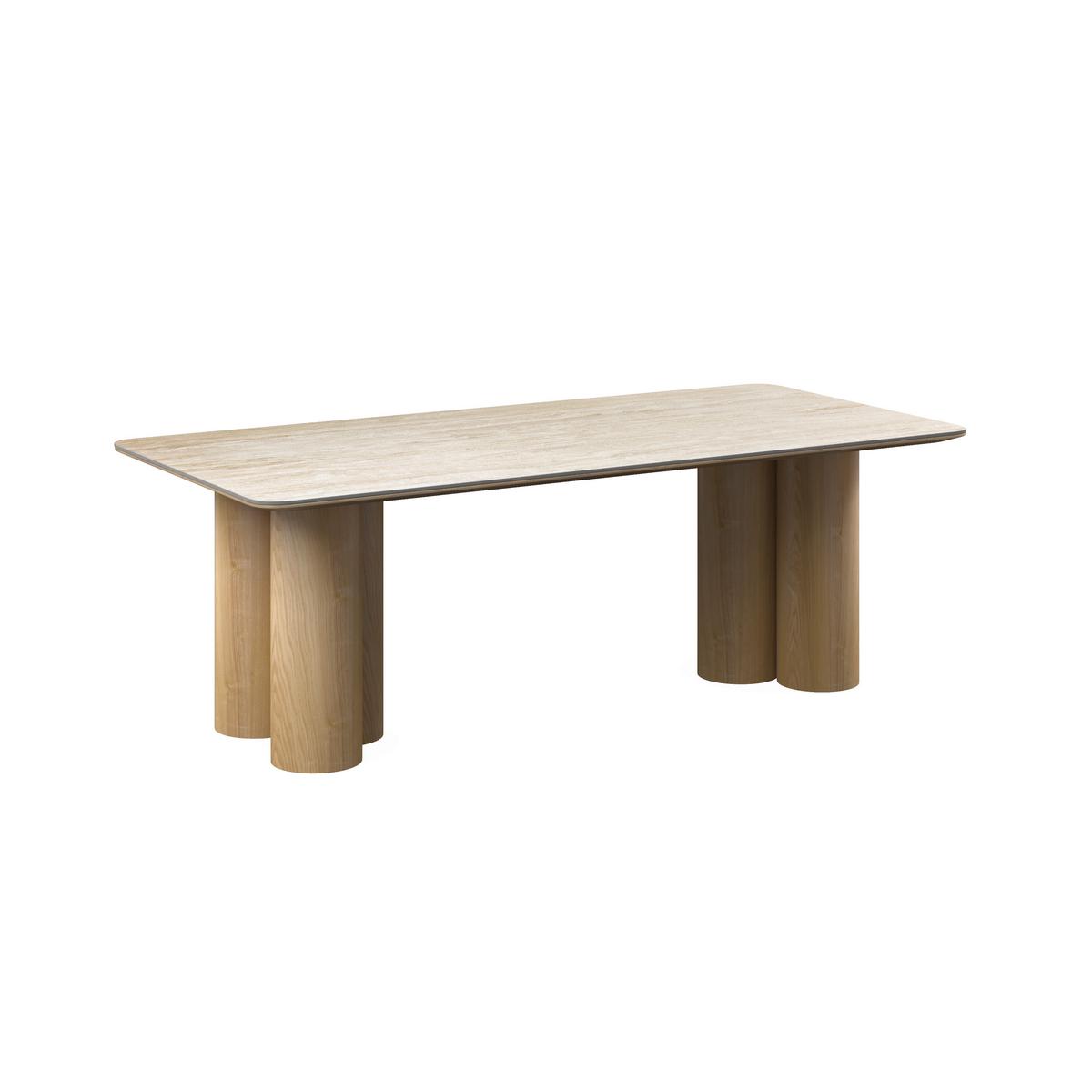Jídelní stůl Kiano, š: 220 cm - krémová/přírodní barvy, Moderní, dřevo/kompozitní dřevo (220/76/105cm) - Bessagi Home