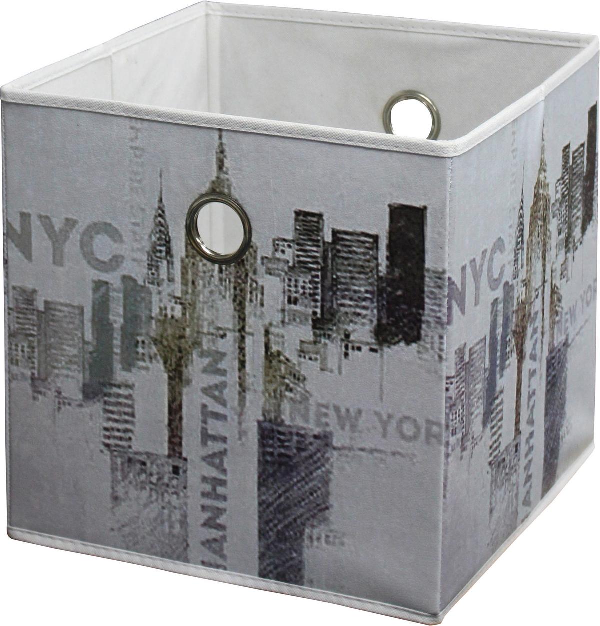 SKLADACÍ BOX NYC - viacfarebná, Modern, textil (32/32/32cm)
