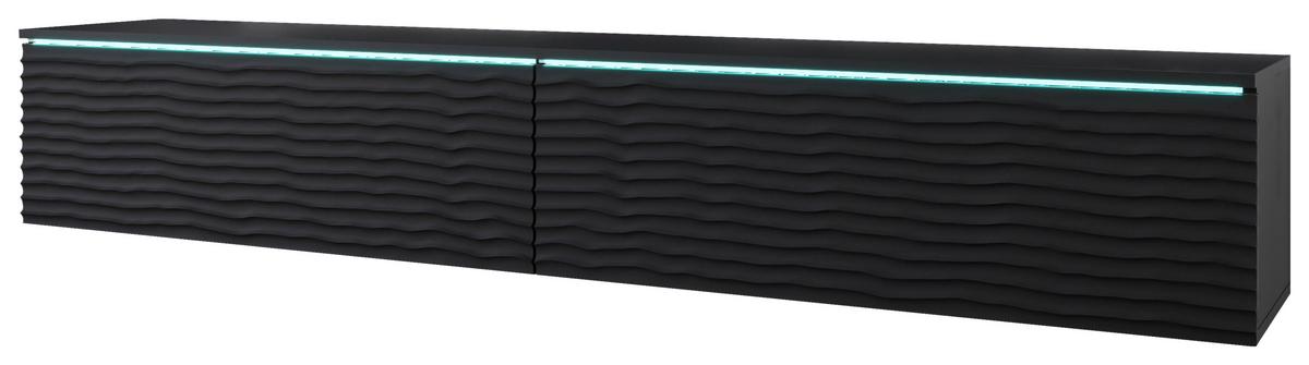 Lowboard Vera D180 Schwarz B: 180 cm - Schwarz/Grau, LIFESTYLE, Holzwerkstoff (180/30/33cm) - P & B