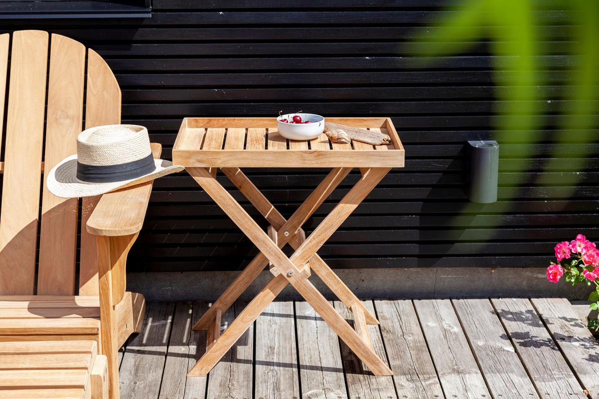 Gartentisch Klappbar Tray Table Teakholz L 60 cm - Teakfarben, KONVENTIONELL, Holz (60/40/65cm) - MID.YOU