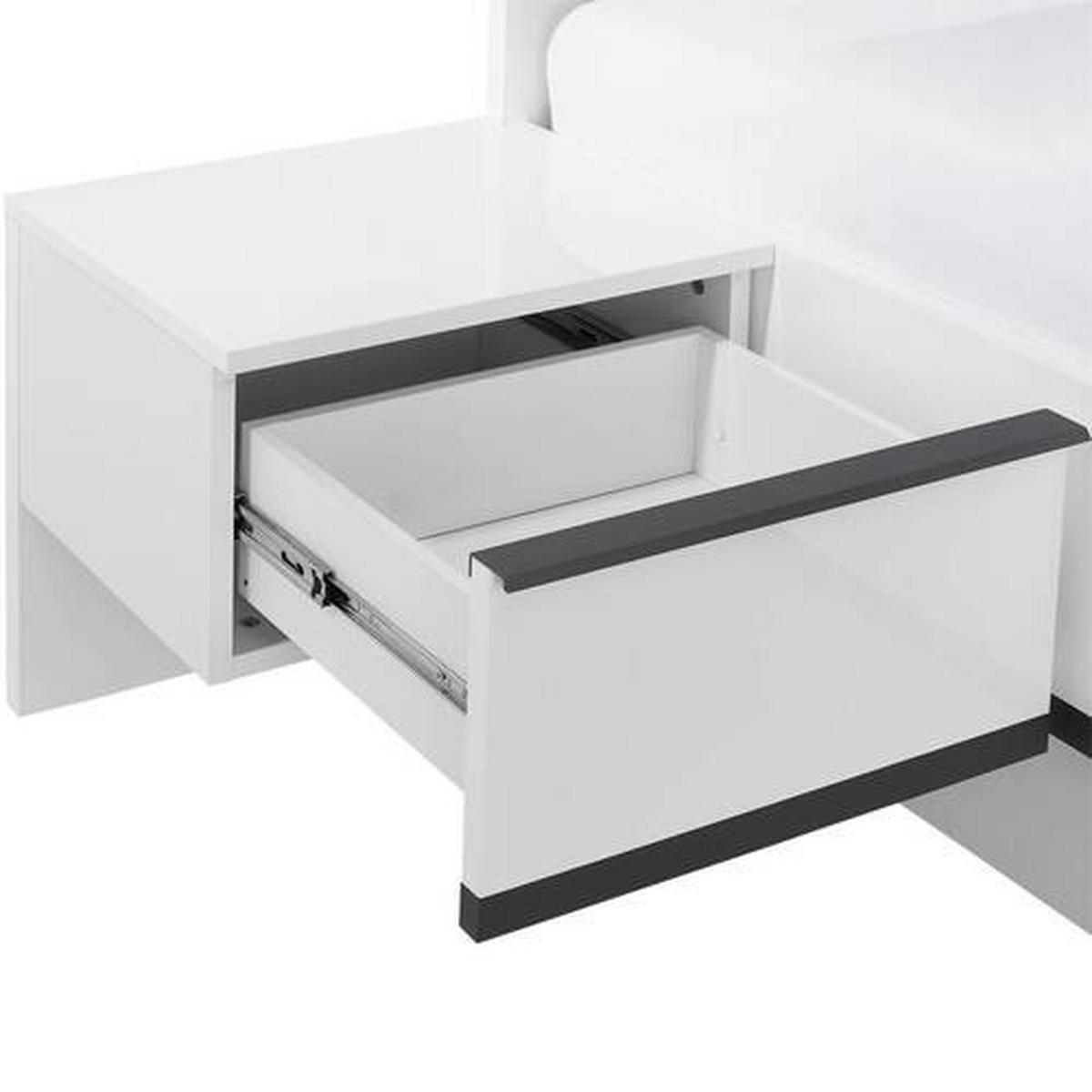 Nachtkästchen 2er-set Weiß/ Grau H: 46 Cm Lucca - Weiß, MODERN, Holzwerkstoff (46,1/46/35,7cm)