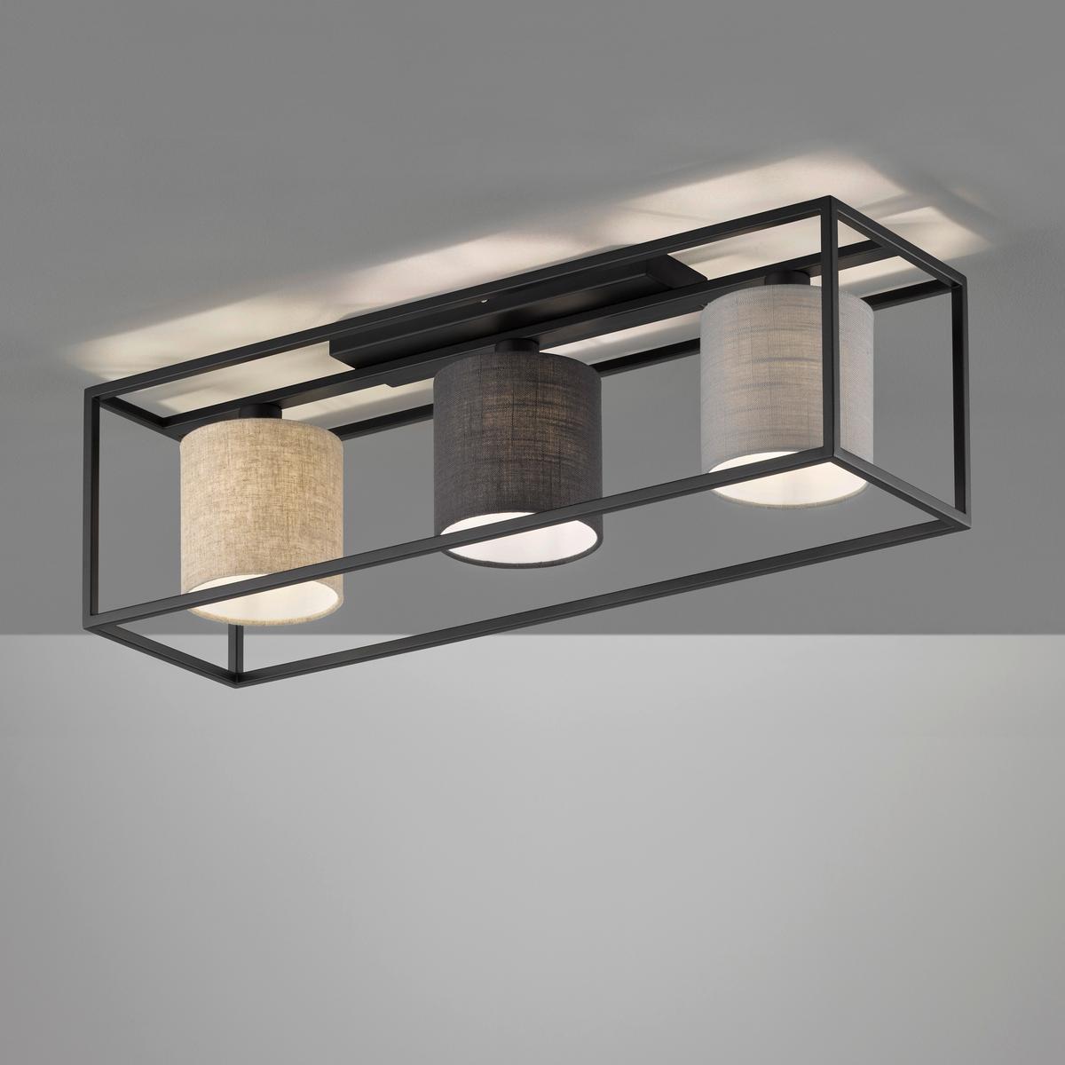 Deckenleuchte Isko L: 70 Cm Mit Leinenoptik - Sandfarben/Hellgrau, Design, Textil/Metall (70/20/25cm) - Fischer & Honsel