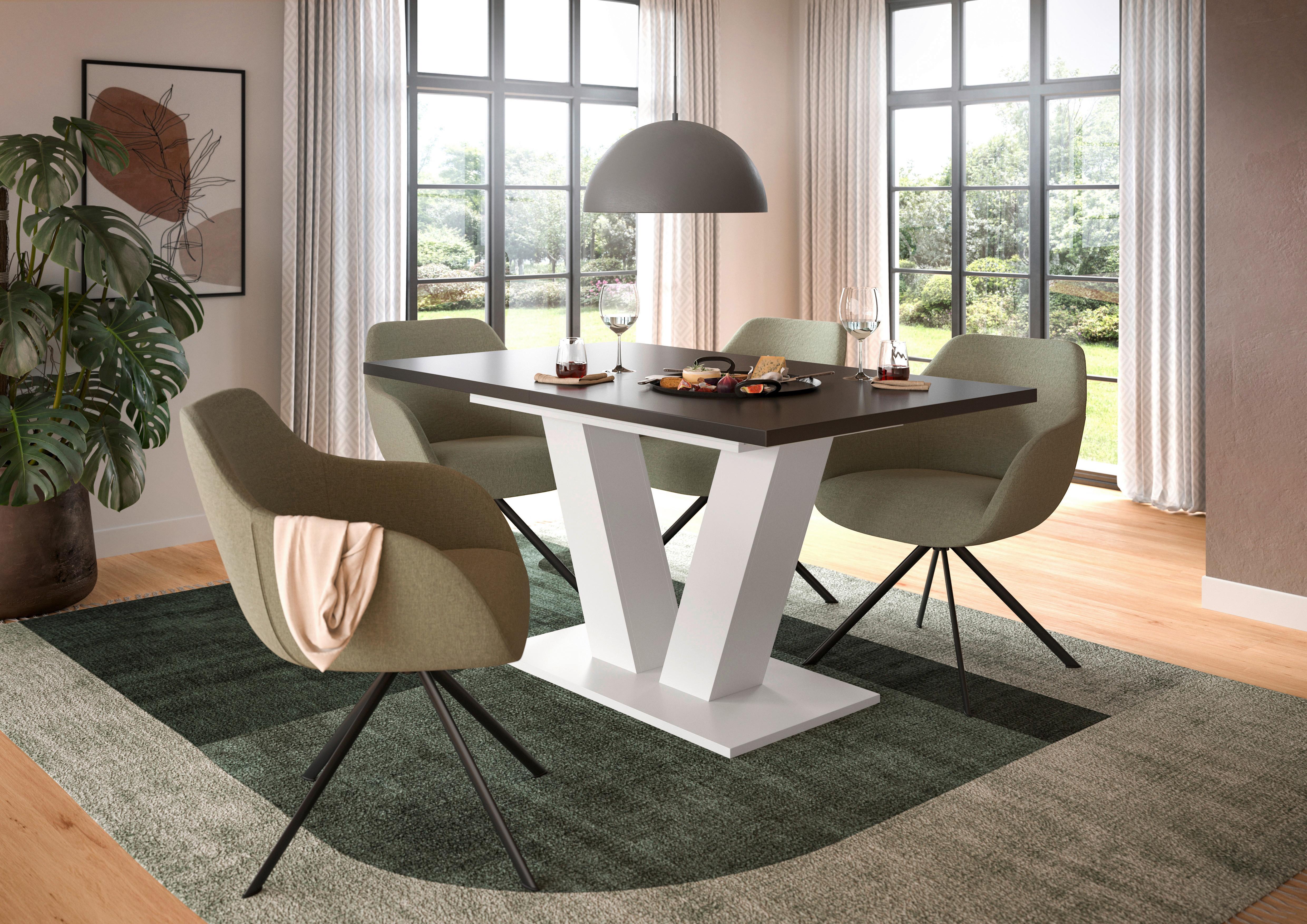 Ausziehtisch Marlon 150 Az Dekor Grau/Weiß, B: 150-190cm - Weiß/Grau, Trend, Holzwerkstoff (150-190/76/90cm)