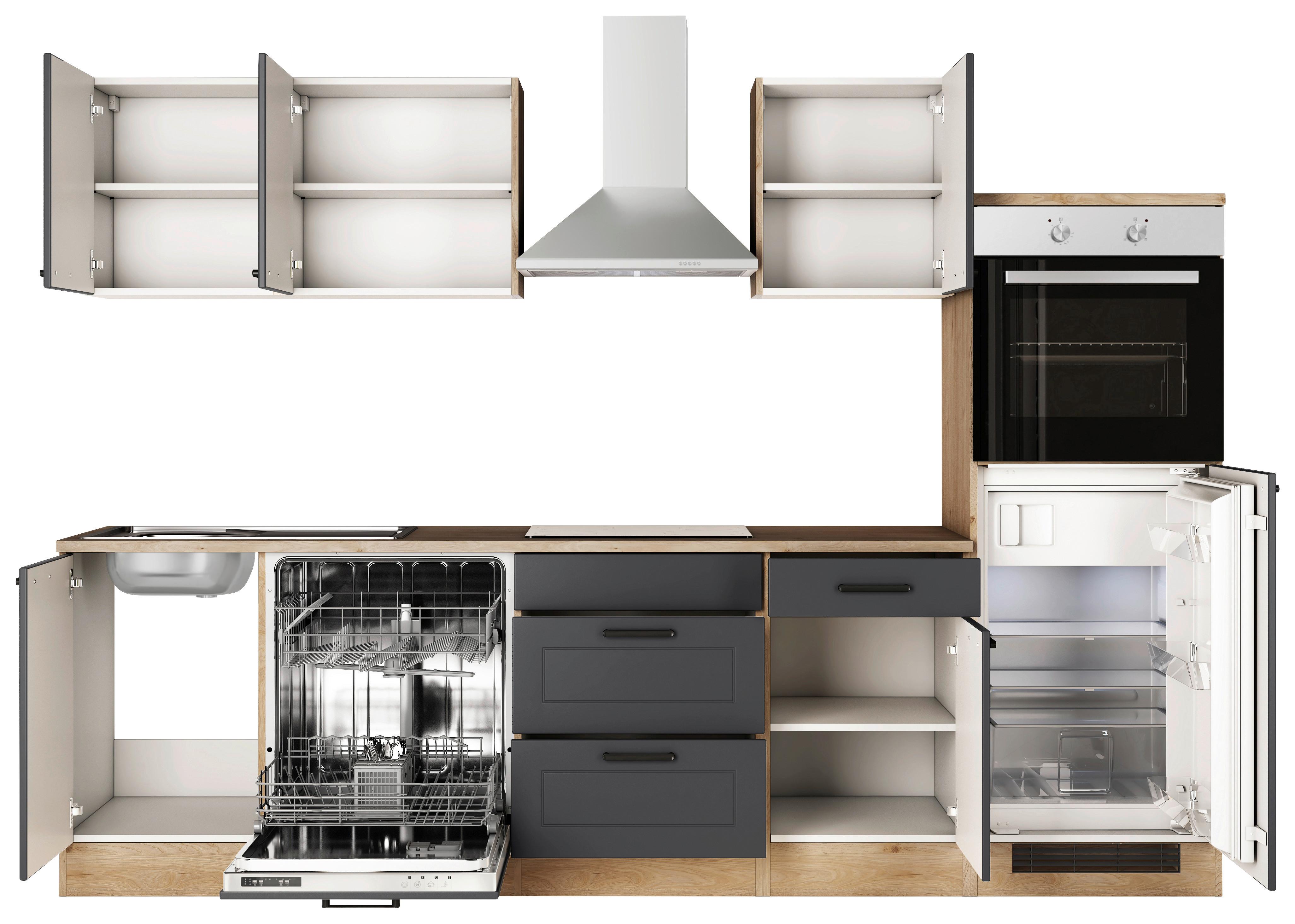 Küchenblock Romeo Eiche/Anthrazit B: 280 cm - Eichefarben/Anthrazit, Basics, Holzwerkstoff (280cm) - FlexWell