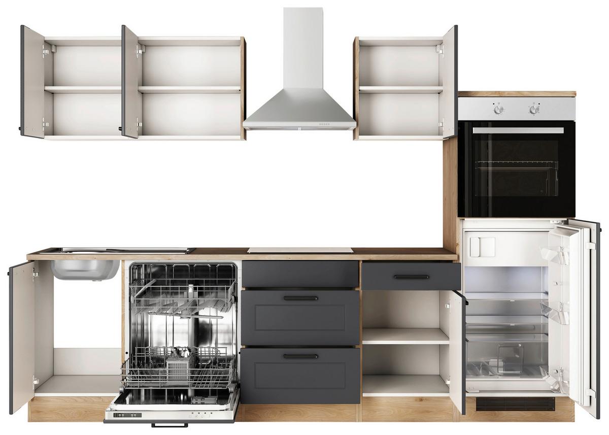 Küchenblock Romeo Eiche/anthrazit B: 280 Cm - Eichefarben/Anthrazit, Basics, Holzwerkstoff (280cm) - FlexWell