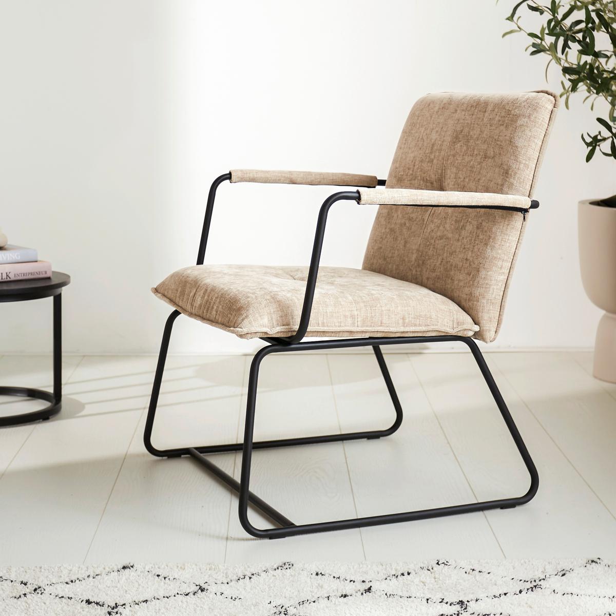 Sessel Bilbao Beige B: 65 cm - Beige/Schwarz, MODERN, Textil (65/80/68cm) - MID.YOU