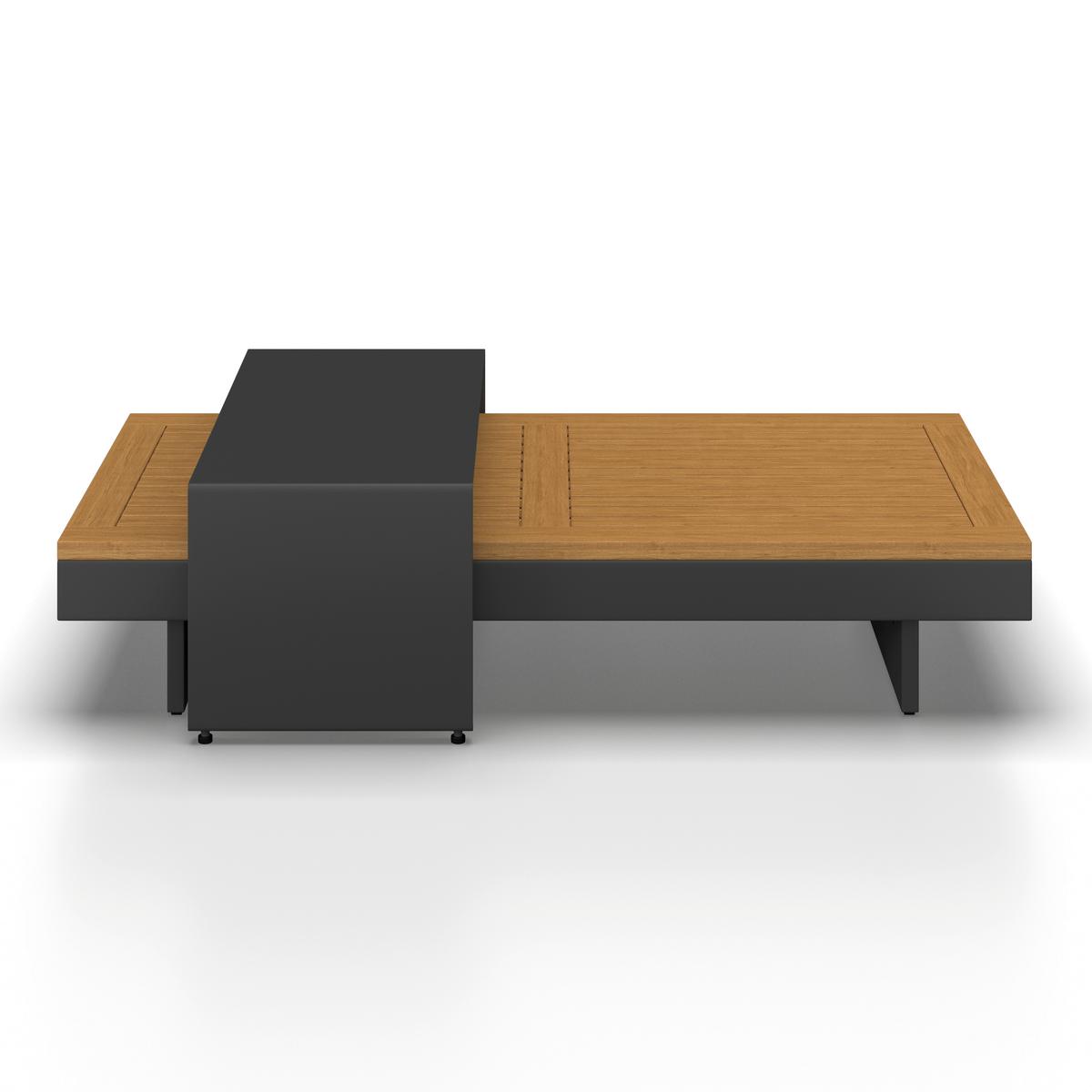 Zahradní sedací souprava AMAIA - šedá/tmavě šedá, Moderní, kov/dřevo (323/80/70cm) - Bessagi Garden