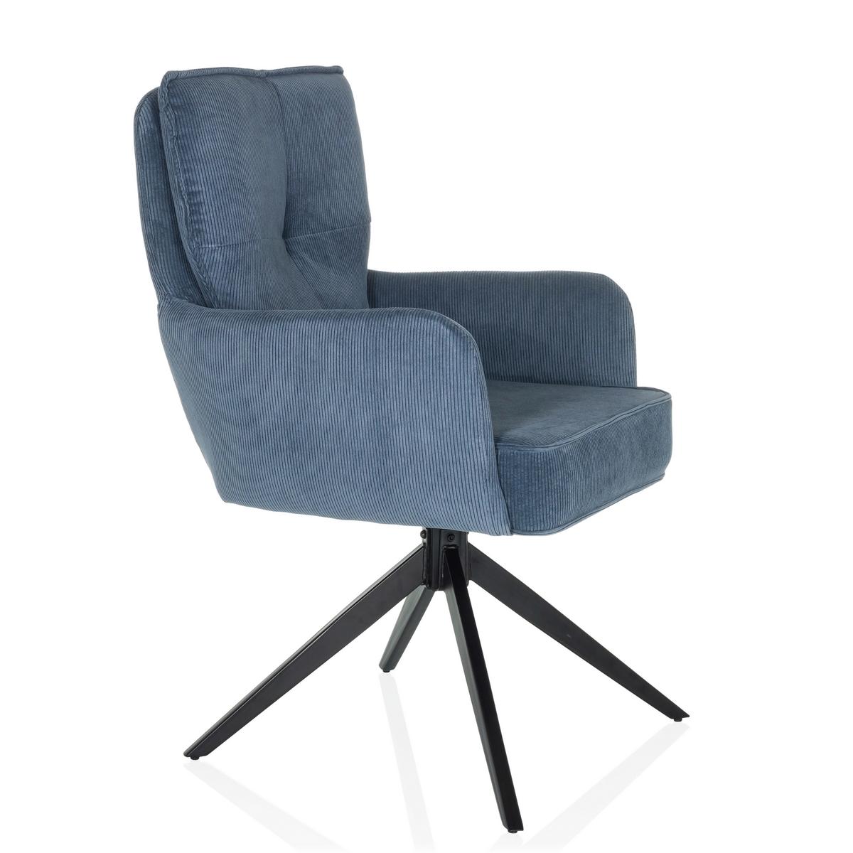 Armlehnstuhl Tarugo Blau B: 58 Cm - Blau/Schwarz, MODERN, Textil/Metall (58/94/60cm) - MID.YOU