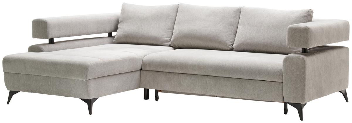 Sedacia súprava ROSALIE, ľavá s úložným priestorom a lôžkom - čierna/svetlosivá, Konventionell, kov/textil (184/265cm)