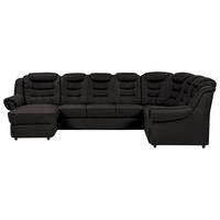 Wohnlandschaft Boston Schwarz Lederlook - Schwarz, KONVENTIONELL, Textil (165/333/216cm) - Livetastic