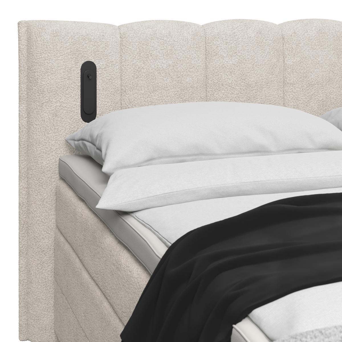 Boxspringbett Elysia inkl. Matratze 180x220 - Beige/Schwarz, Trend, Holz/Holzwerkstoff (180/220cm) - Luca Bessoni