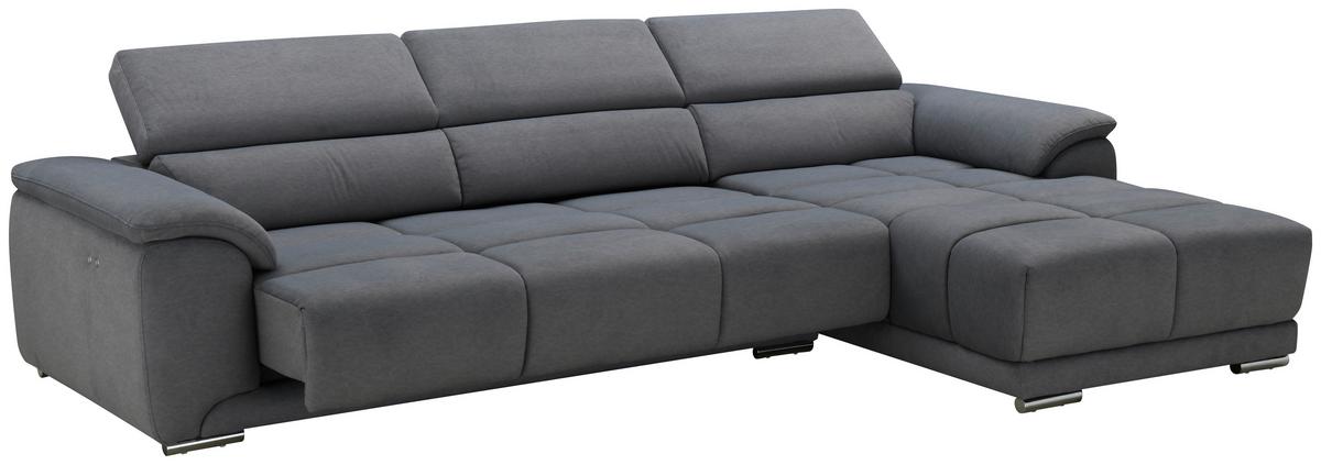 Ecksofa mit Relaxfunktion Captain - Silberfarben/Grau, MODERN, Holz/Textil (294/182cm) - Livetastic