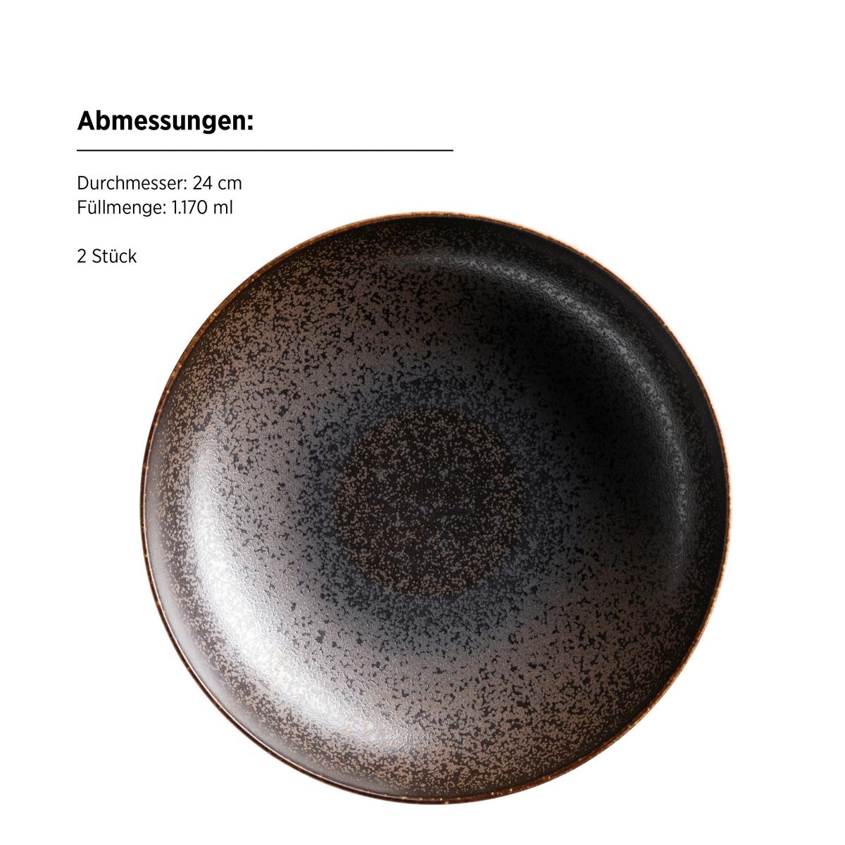 Kombiservice Braun/schwarz, 8-Teilig - Schwarz/Braun, Trend, Keramik - Mäser