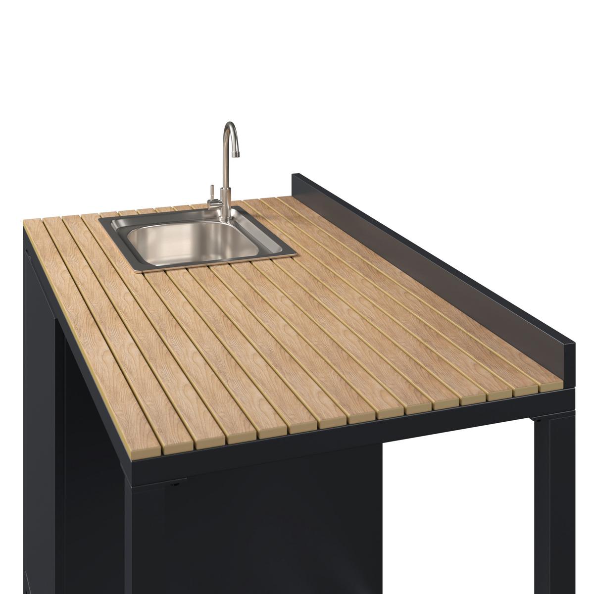 Outdoorküche Bern I - Anthrazit/Naturfarben, Basics, Kunststoff/Metall (110/90/61cm) - Beldano