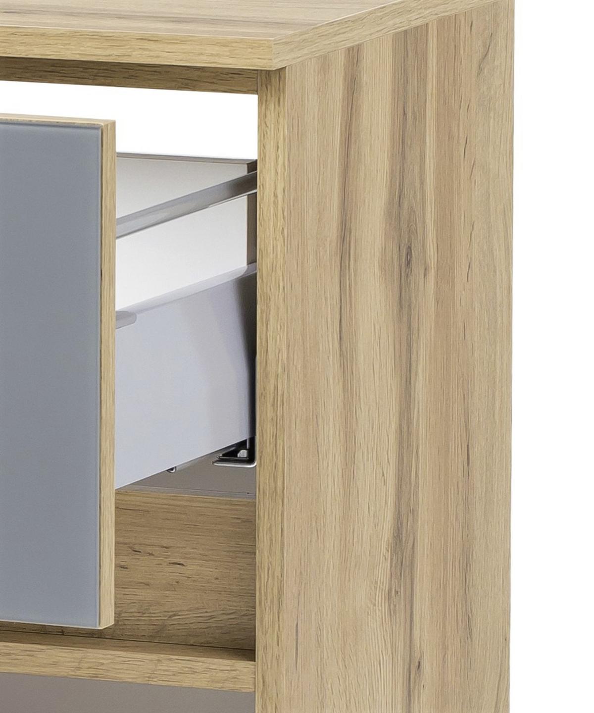 Unterschrank grifflos Helsinki B: 40cm Grau/Eiche Dekor - Eichefarben/Silberfarben, KONVENTIONELL, Glas/Holzwerkstoff (40/79/35cm) - Held